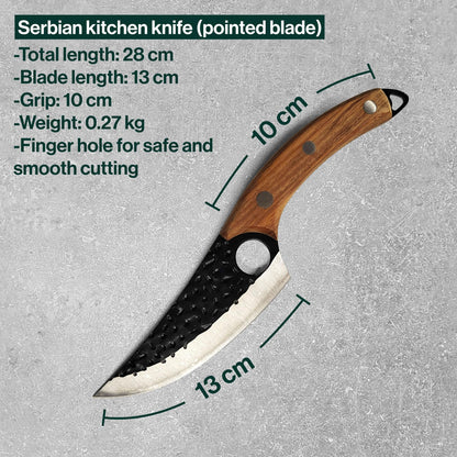 Serbian kitchen knives (butcher knife & cleaver), 2-piece cleaver set, forged chef knife with sheath and sharpening strap, for slicing vegetables, chef knife set for home, camping & BBQ.