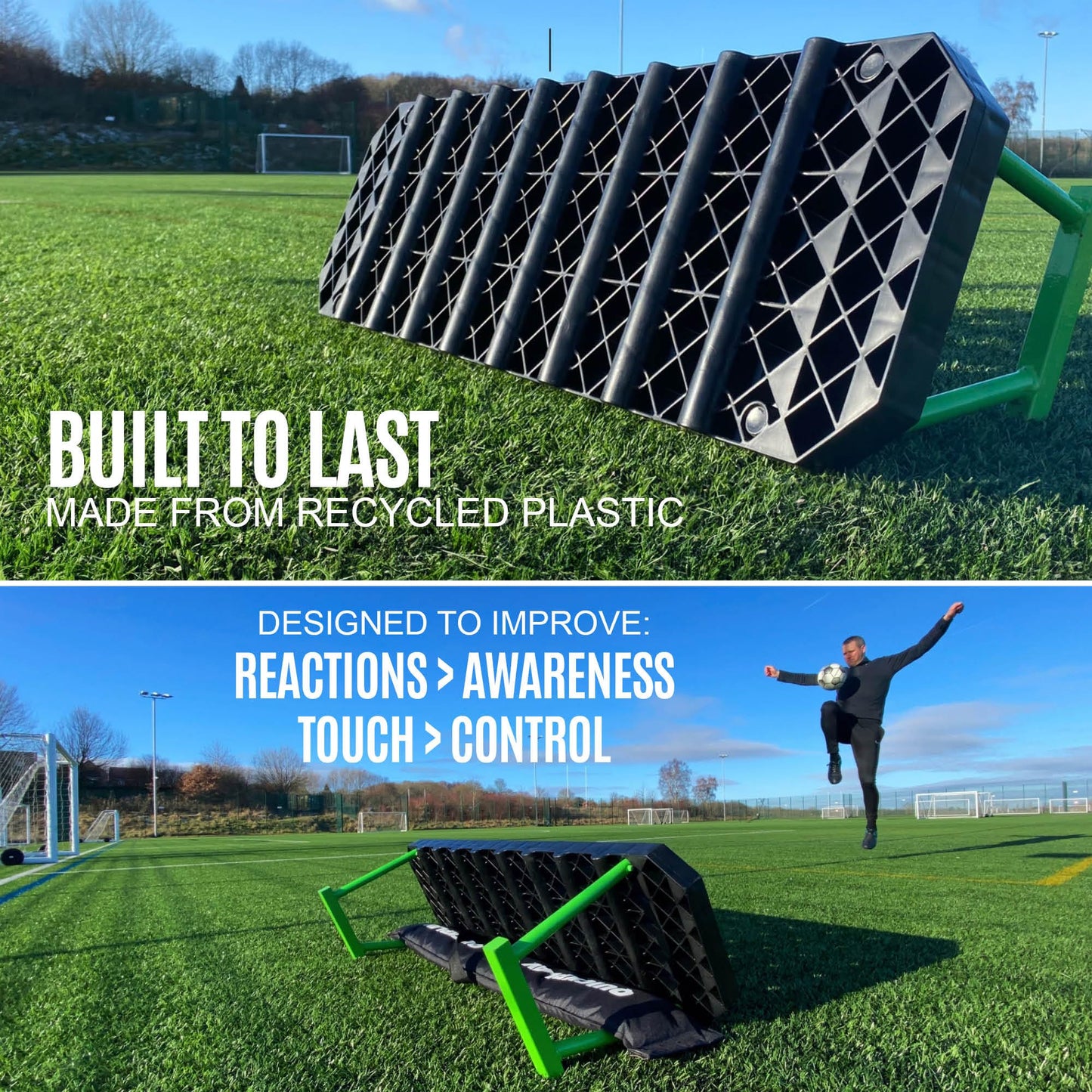 QUICKPLAY Replay Station Soccer Portable Rebound Wall - Portable Rebounder Board with Two Surfaces and Adjustable Angle - Soccer Training Equipment for Ball Control and Passing Drills