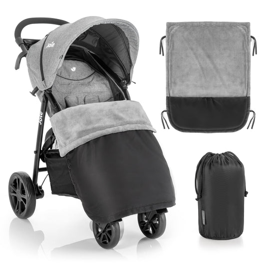 Zamboo universal blanket for stroller and buggy - water-repellent outdoor footmuff for sports strollers & joggers - Black Gray