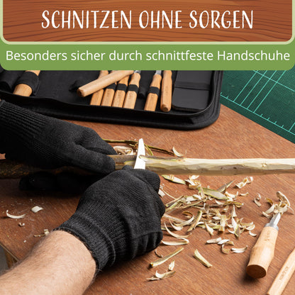 ALTERNATIVE - Wood Carving Tool - 18-piece Kids Carving Set - INCLUDING VIDEO COURSE - Wood Carving Tool Set with Gloves, Sanding Set & Storage Bag.