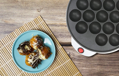 Takoyaki maker with takoyaki picks, simple and easy to use electric machine for making Japanese takoyaki octopus balls, 220-240V 50/60Hz 650W, European plug.