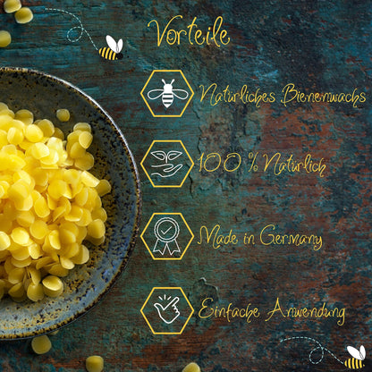 Woodflame Beeswax Pellets, German quality, 450g, 100% natural beeswax, Perfect for cosmetics, beeswax wraps, soap, wood polish, and candle making.