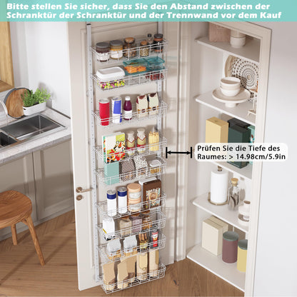 UMDONX 9-tier metal over the door organizer, hanging door organizer, door organizer hanging organizer for bathroom, kitchen, pantry (white)