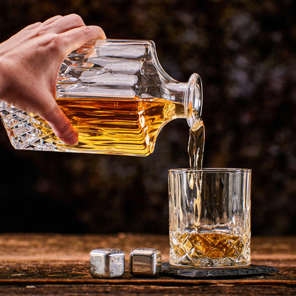 Whiskey Whiskey Glasses Set - Whiskey Gift Glass Set - Whiskey glasses - Gifts for Men - Men's gifts - Birthday gift for man - Gift box, 2 Rum glasses x 310ML, 4 Whiskey Stones