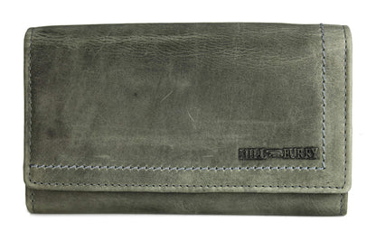 High-quality vintage leather women's wallet purse long wallet purse made of soft leather with RFID in grey - 17.5x10x3cm (W x H x D)