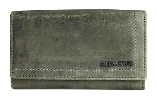 High-quality vintage leather women's wallet purse long wallet purse made of soft leather with RFID in grey - 17.5x10x3cm (W x H x D)