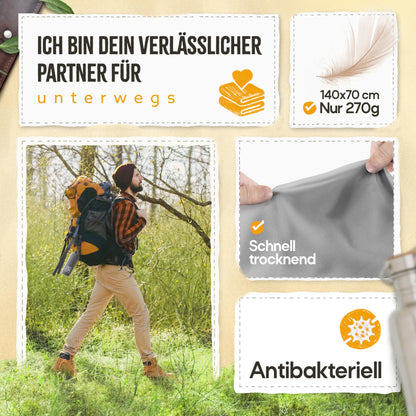 Backpacker's Journey microfiber towels in S M L XL. Travel towel sets are lightweight, quick-drying, absorbent, and antibacterial (gray XL&M)