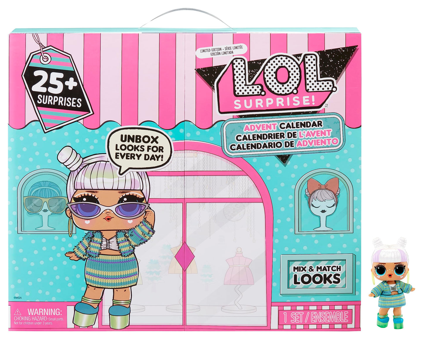 L.O.L. Surprise! Advent calendar with limited edition collector doll and 24 surprises - Makeover Babe 2.0 - mix and match outfits, shoes, and accessories - great gift idea for girls ages 4 and up.