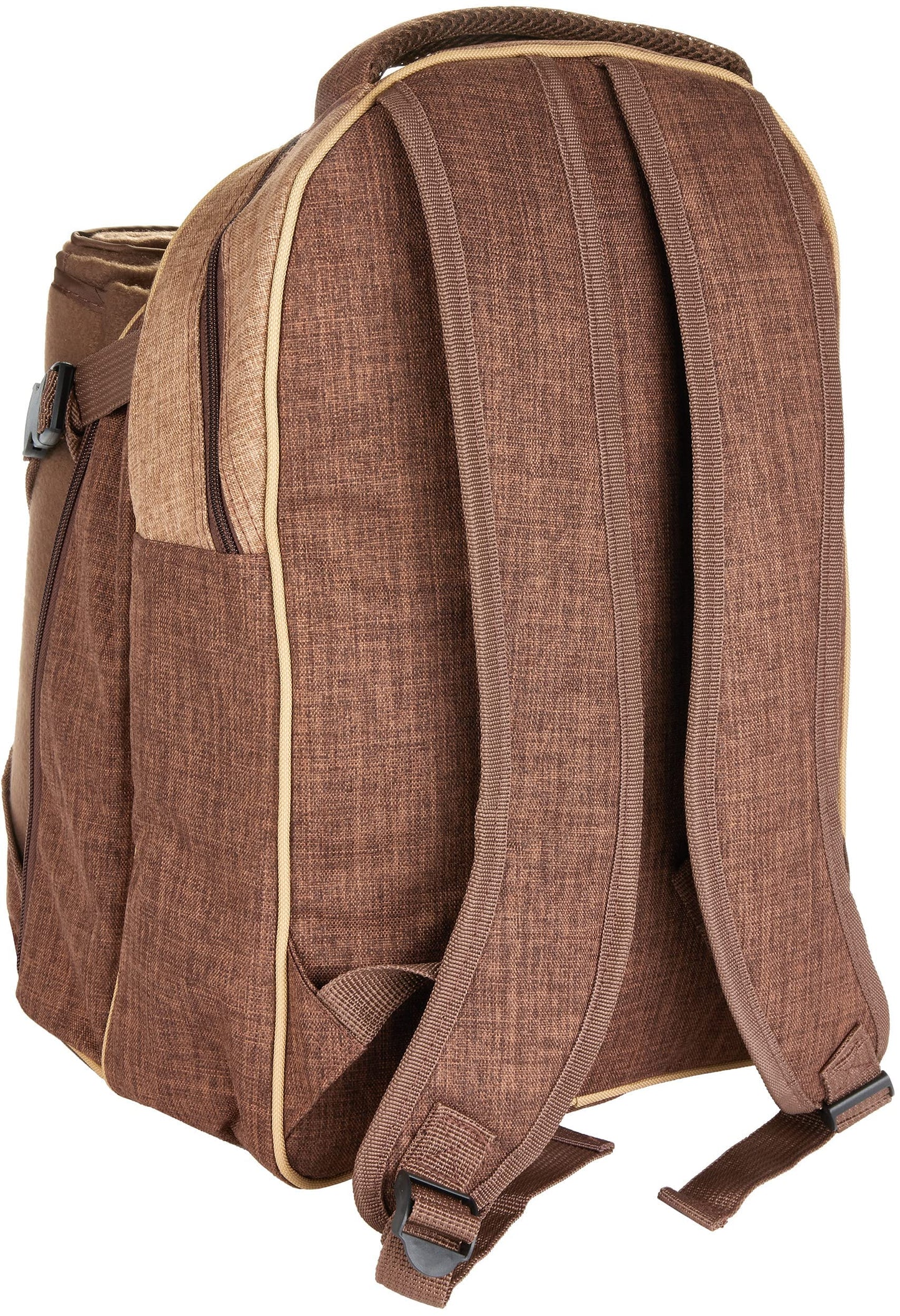 BRUBAKER picnic backpack for 4 persons brown 28.5 × 42.5 x 19 cm - incl. cooler compartment + fleece picnic blanket with waterproof underside
