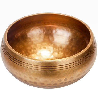 Large original Tibetan singing bowl - 13cm. Singing bowl set with eBook, striker, singing bowl cushion, and gift box. Singing bowl from Tibet.