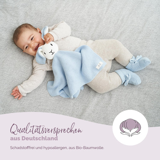 Livella Cuddle Blanket "Bunny" with socks - Pure organic cotton - Premium cuddly toy, cuddly blanket, comfort blanket, knit blanket - Velvety soft & breathable - Oeko-TEX® Standard 100 and GOTS Certified