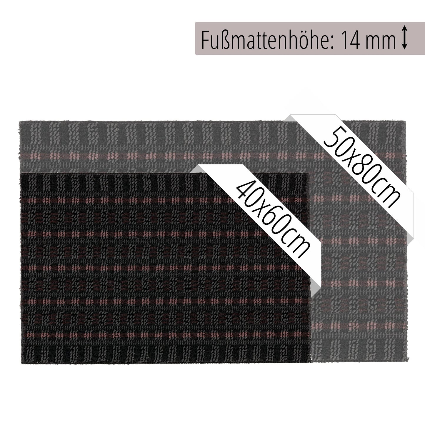 Astra Premium Outdoor Mat - Poly Brush - durable doormat - black/burgundy - 50 x 80 cm