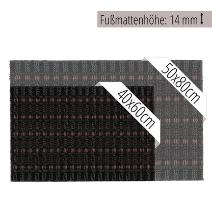 Astra Premium Outdoor Mat - Poly Brush - durable doormat - black/burgundy - 50 x 80 cm