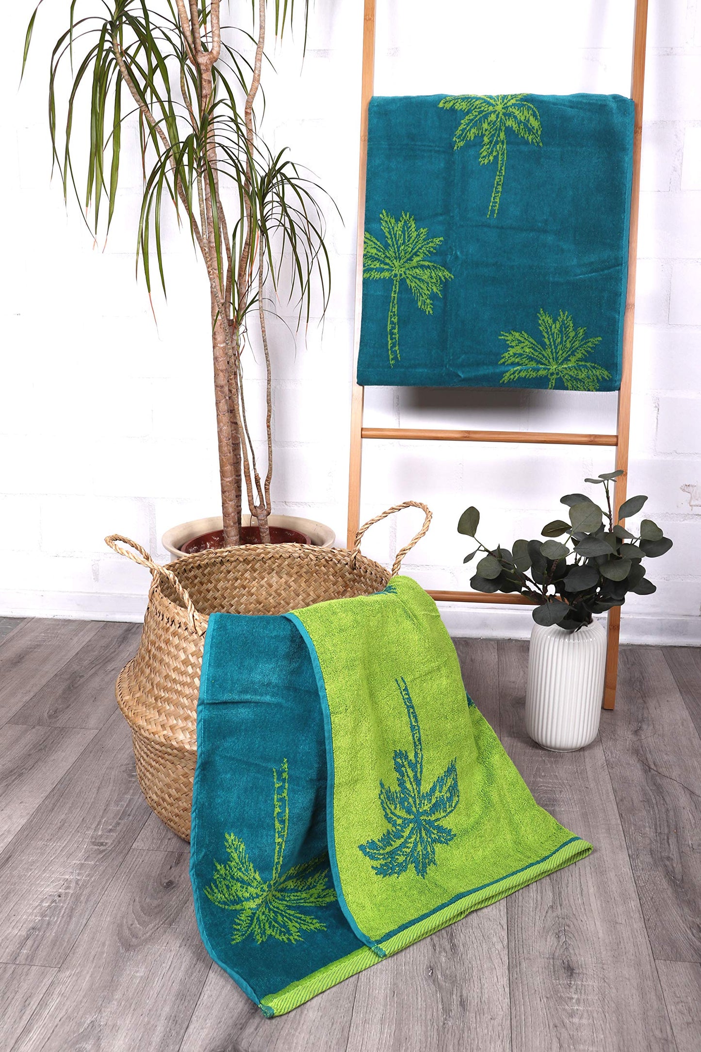 Jilda-tex beach towel 90x180 cm bath towel beach towel hand towel 100% cotton velour terry easy-care (Palm Springs)