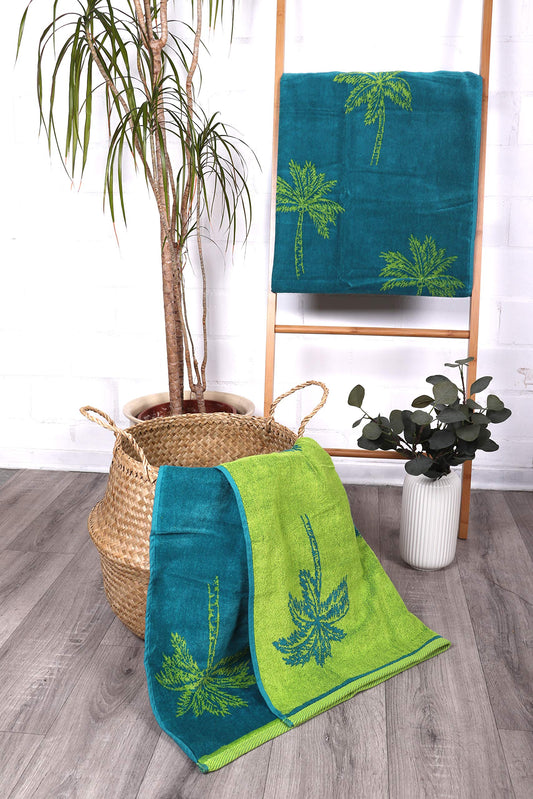 Jilda-tex beach towel 90x180 cm bath towel beach towel hand towel 100% cotton velour terry easy-care (Palm Springs)