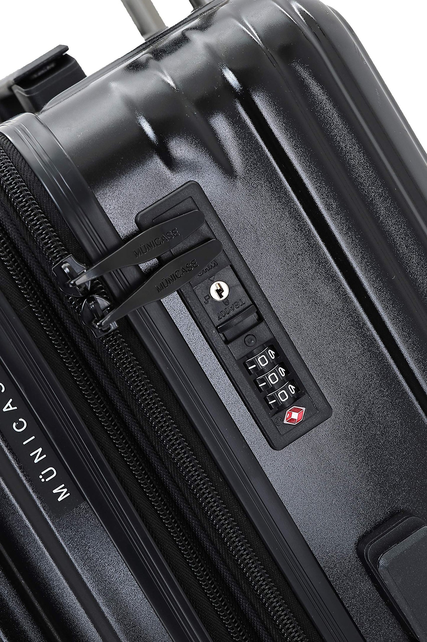 Münicase M816 TSA Lock Suitcase Luggage Set Hard Shell Suitcase Boardcase (Black, 3pc Set)