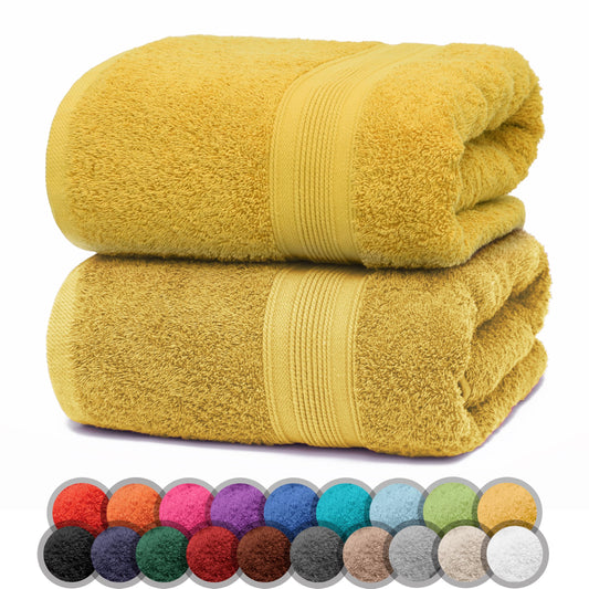 NatureMark 2-pack bath towels Premium quality 70x140cm bath towel double pack Color: Yellow