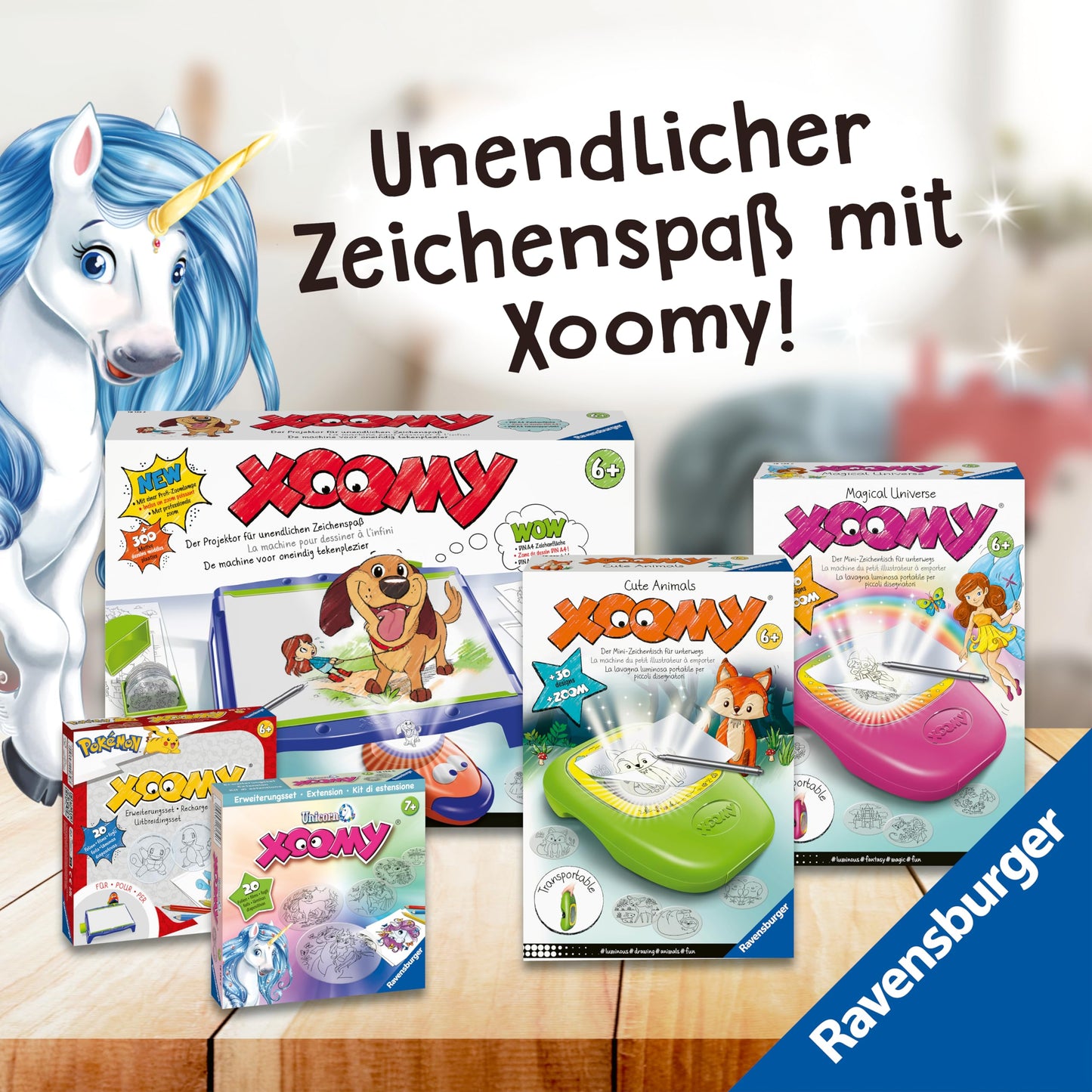 Ravensburger Xoomy Midi Unicorn 23534 - Learn to draw magical unicorns, creative drawing and painting for kids aged 6 and up.