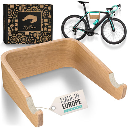 madeco Bike Wall Mount Wood - FlyBike S Oak - Design Bike Rack Wall Hanging for Home - Road Bike, Gravel Bike, Mountain Bike, Fixie, Singlespeed Bike Holder