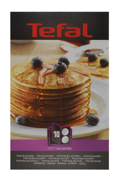 Tefal Snack Collection Plate Pancake Tray Number 10, compatible with Tefal SW85XX Snack Collection, convenient storage box, includes recipe book, dishwasher safe, black, XA8010.
