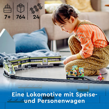 LEGO City Trains - High-speed Passenger Train - Remote-controlled train with working headlights, 2 carriages, 24 track pieces & 6 minifigures - Gift for boys & girls ages 7+ - 60337