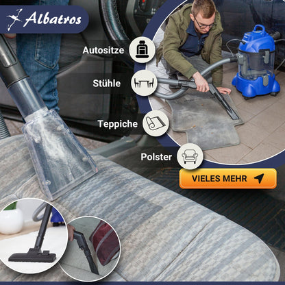 ALBATROS Hydro 7500 carpet cleaner + 2L cleaner - XXL upholstery cleaner, carpet cleaner wet vacuum - 1200 watts, 20l capacity, 22 kPa suction power - Rating: Very Good