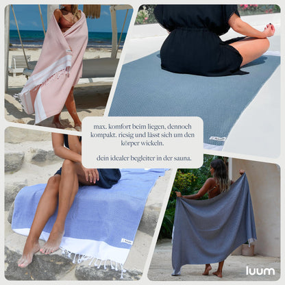 Luum® Sauna towel Hammam towel large 100x200 beach towel XXL bath towel hand towel yoga towel shower towel beach towel sauna towel travel towel Turkish Towels, women men, 100% cotton, Red