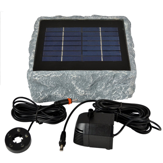 profi-pumpe.de SOLAR POND PUMP GARDEN FOUNTAIN and LED LIGHT - WATER FEATURE ORNAMENTAL FOUNTAIN BIRD BATH SOLAR FOUNTAIN for garden pond - very DECORATIVE STONE DESIGN, RÜGEN 200-1 SOLAR POND Set