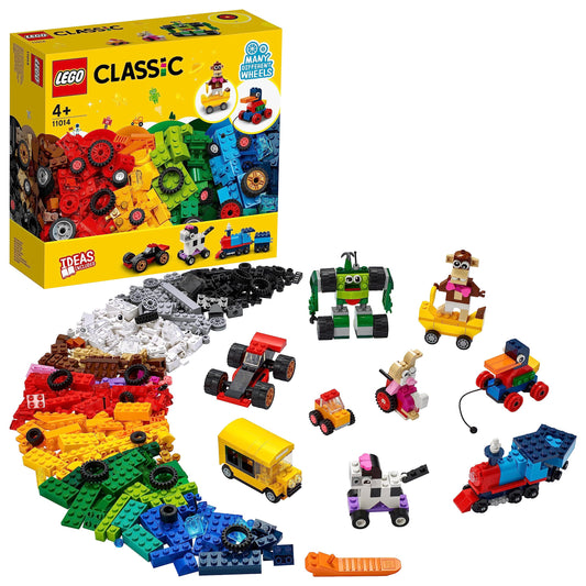 LEGO 11014 Classic Bricks Box with wheels, bricks, and more, build toy cars, trains, buses, robots, and more, toy for kids, boys, and girls aged 4 and up, gift idea.
