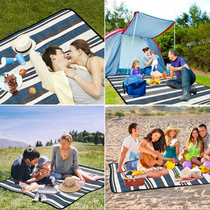 KATELUO Picnic Blanket, Waterproof Picnic Blanket XXL, Camping Blanket with Handle, Perfect for Outdoor/Camping/Picnic/Beach/Park (150 x 200 cm, C)