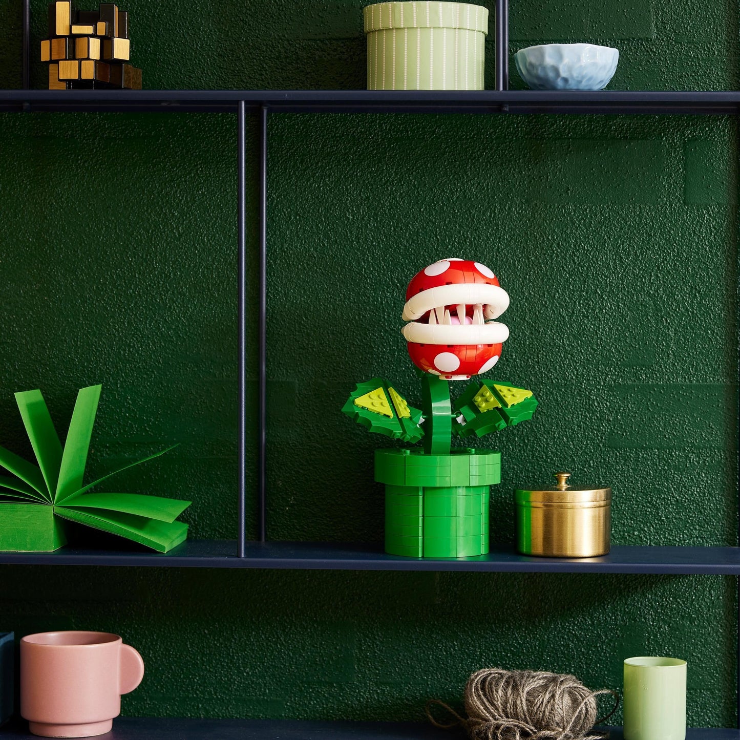Lego 71426 Super Mario Piranha Plant Set, movable figure with pipe and 2 coin elements, model kit for adults to build, bedroom decor, gift for men, women, and teens.