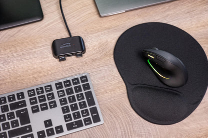 Speedlink PIAVO PRO RGB Vertical Mouse rechargeable - wireless quiet mouse ergonomic for right-handers, integrated battery, LED RGB lighting, adjustable up to 3200 dpi, black