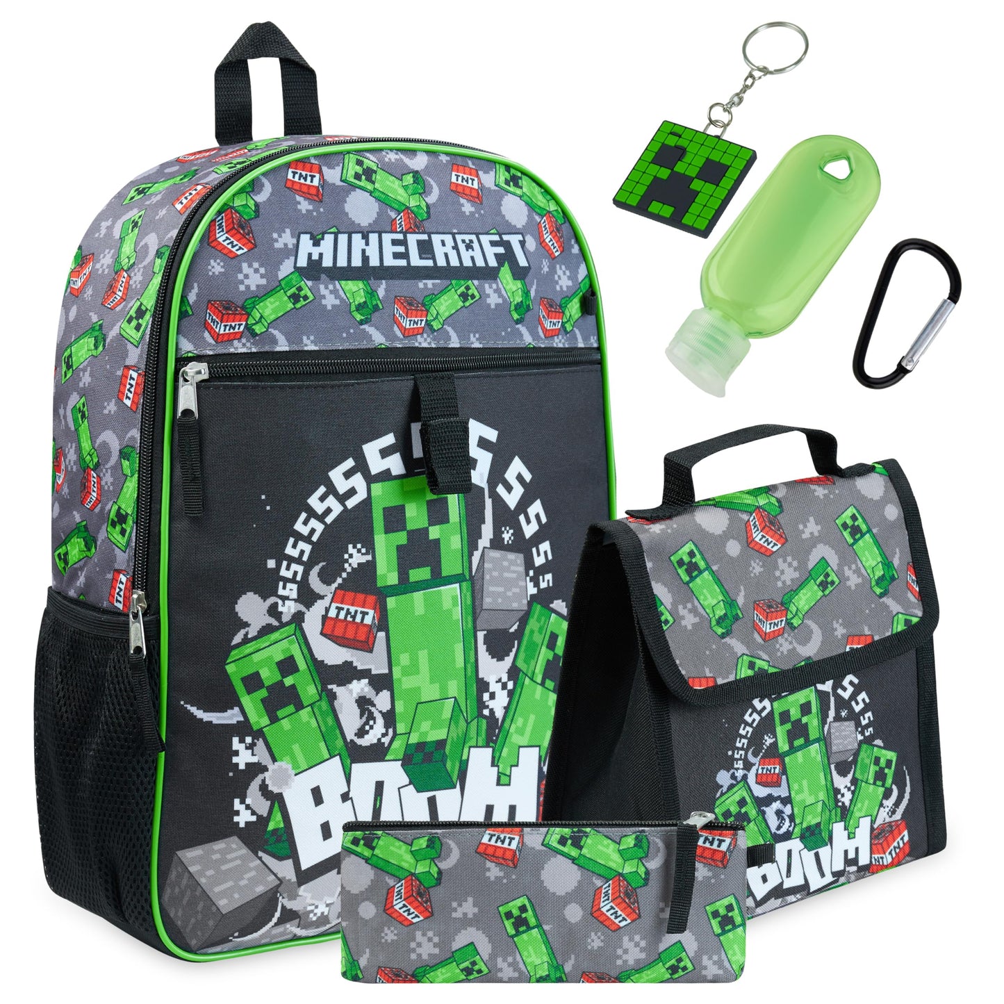 Minecraft backpack kids school bag set with lunch bag and pencil case, multicolored, one size, school bag set