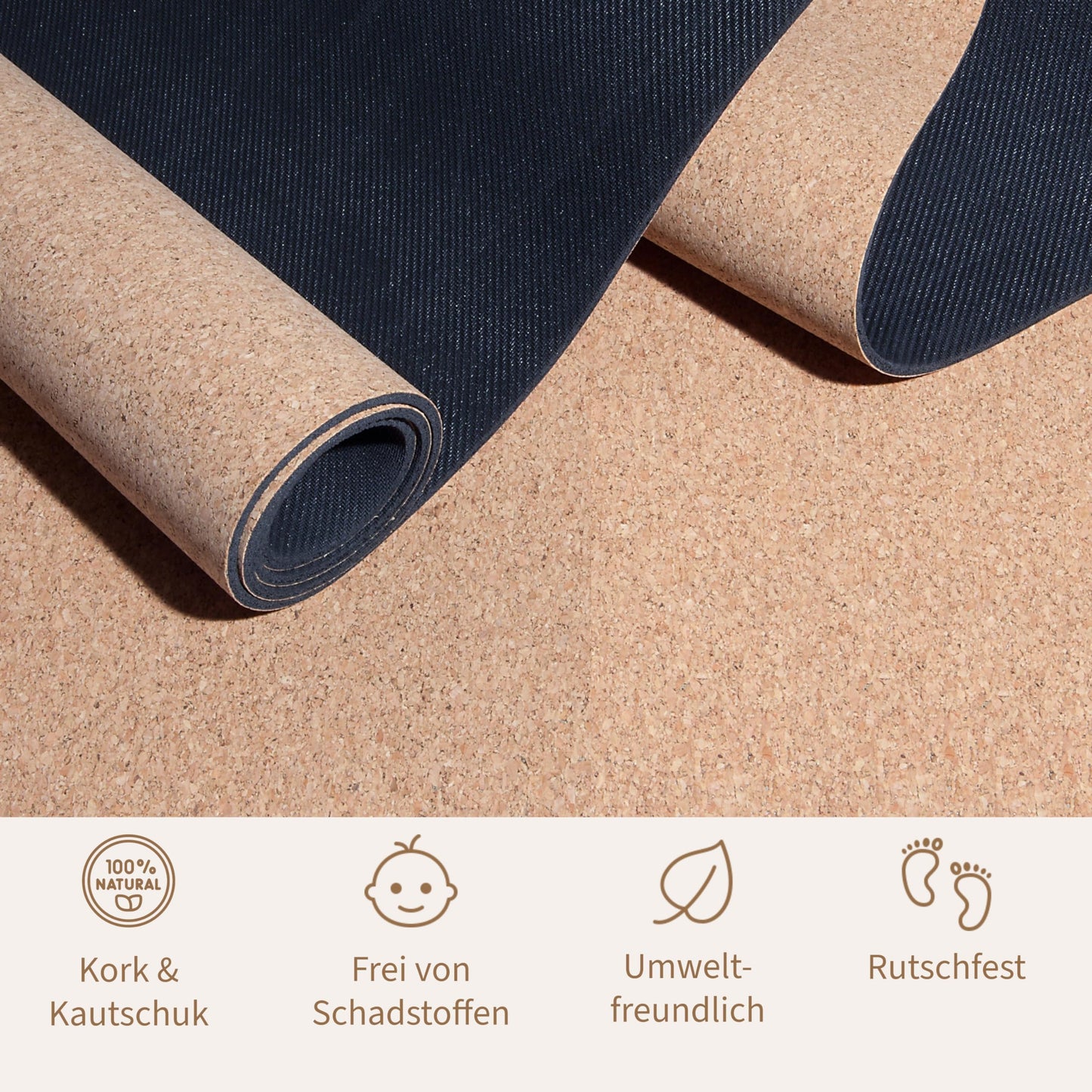 Secoroco cork playmat. Non-toxic crawl mat for babies and children. Natural 160x110 cm.