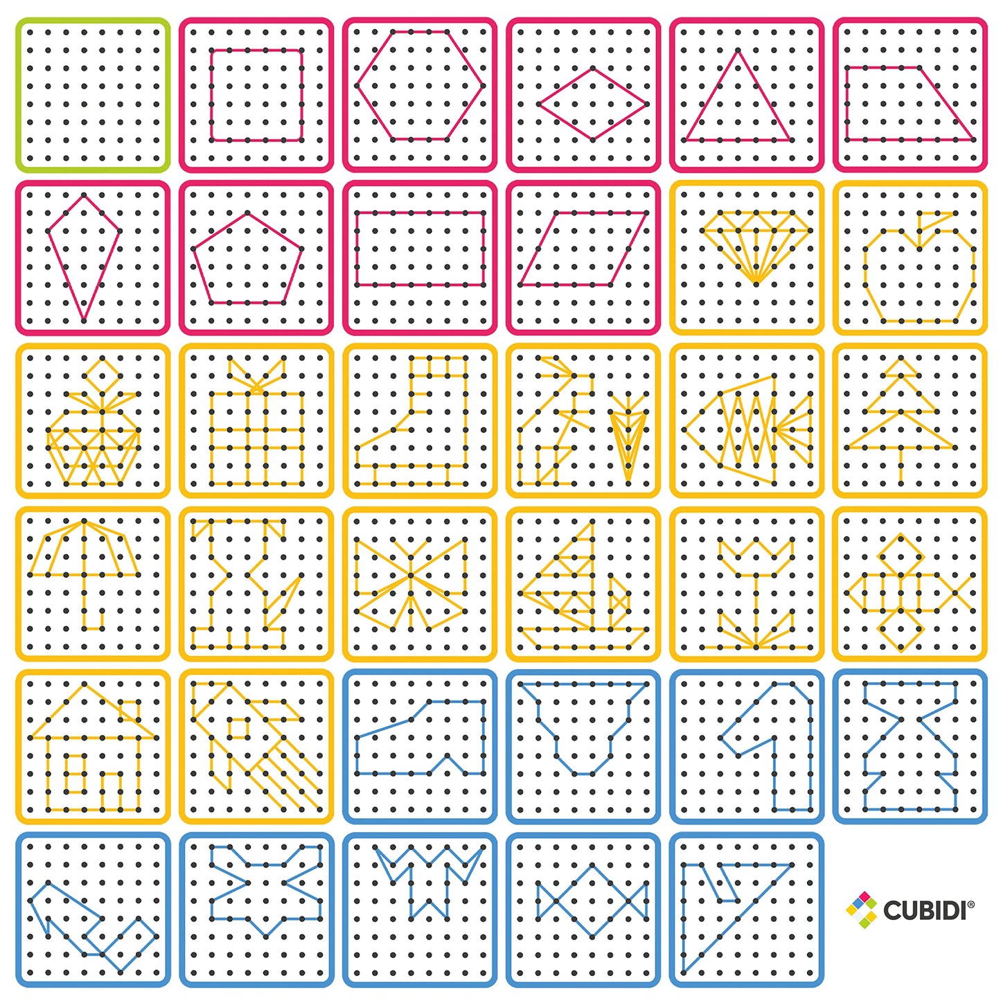 CUBIDI® Creative Montessori Toy Geoboard for Countless Exciting Shapes - Fine Motor and Educational Toy - Geoboard Toy for Boys and Girls 5 Years and Up