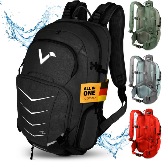 Valkental - Innovative backpack with perfect organization (22L) Expandable volume (No sweating) Hiking backpack, trekking backpack, cycling backpack & outdoor backpack - Waterproof & Reflective