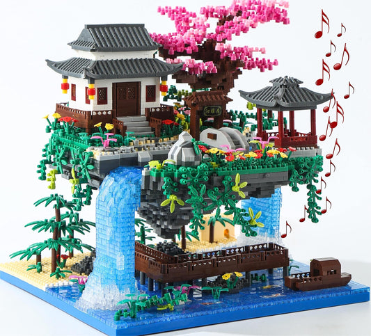 Yushinv Sakura Treehouse Building Blocks Kit with Gift Box 3320 pieces, Original Music Cherry Blossom Bonsai Building Set Type: Symphony, Japan Sakura Treehouse Lights Building Set, Bonsai Tree Cherry Blossom Building Blocks
