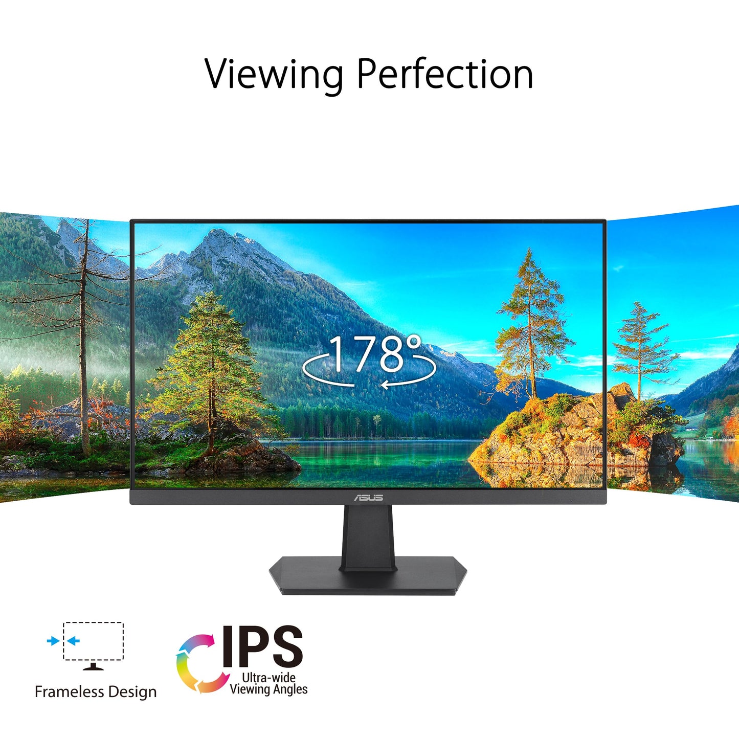 ASUS Eye Care VA24EHF - 24" Full HD Monitor - Frameless, Flicker-Free, Blue Light Filter, Adaptive-Sync - 1ms MPRT, 100 Hz, 16:9 IPS Panel, 1920x1080 - HDMI, Black