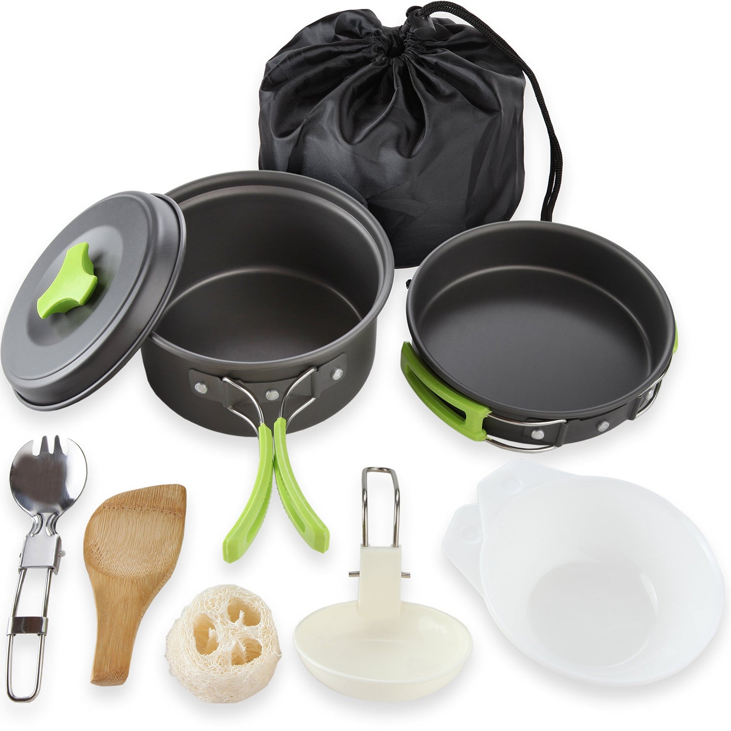 MalloMe Camping Cookware Mess Kit Gear - Camp Accessories Equipment Pots and Pans Set 1L 1 Liter Pot