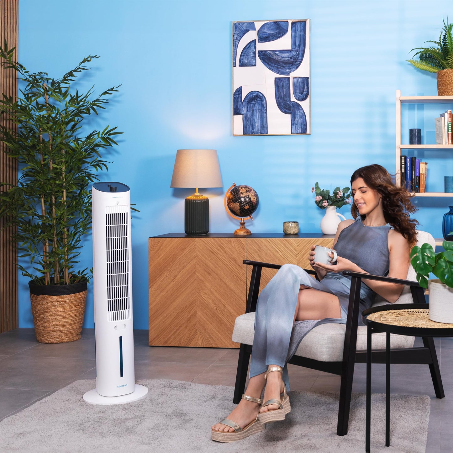 Cecotec - Evaporative Cooler EnergySilence 2000 SkyCool 60W, 3L Tank, Compatible with essential oils, 3 speeds, 50° oscillation, Top handle