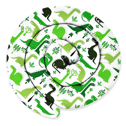 XXL 300 cm bed snake for allergy sufferers, bed pillow, nursing pillow, decorative pillow, bed surround snake, handmade 100% cotton ekmTRADE (43 - White - Green Dinosaurs, 300 cm)