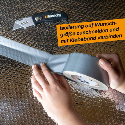 Hinrichs Insulation Foil 10m x 60cm - Thermal foil for windows, car, camping or pool - Perfect for thermal insulation, cold protection and blackout - Coated on both sides.