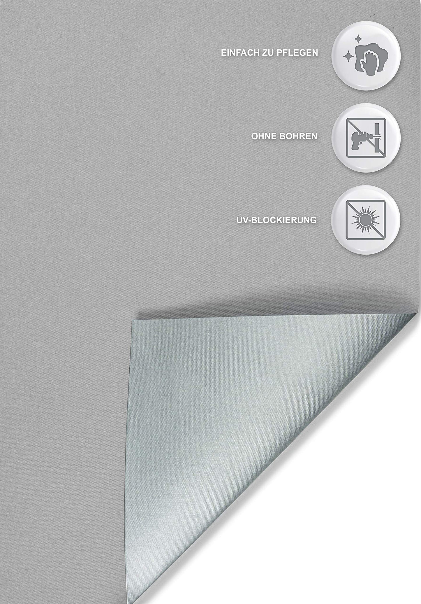 Home-Vision® Blackout Roller Blind Clamp Fix, no drilling with clamp supports, window blind, side pull blind, blackout blind, lightproof thermal blind (Grey, W125cm x H150cm)