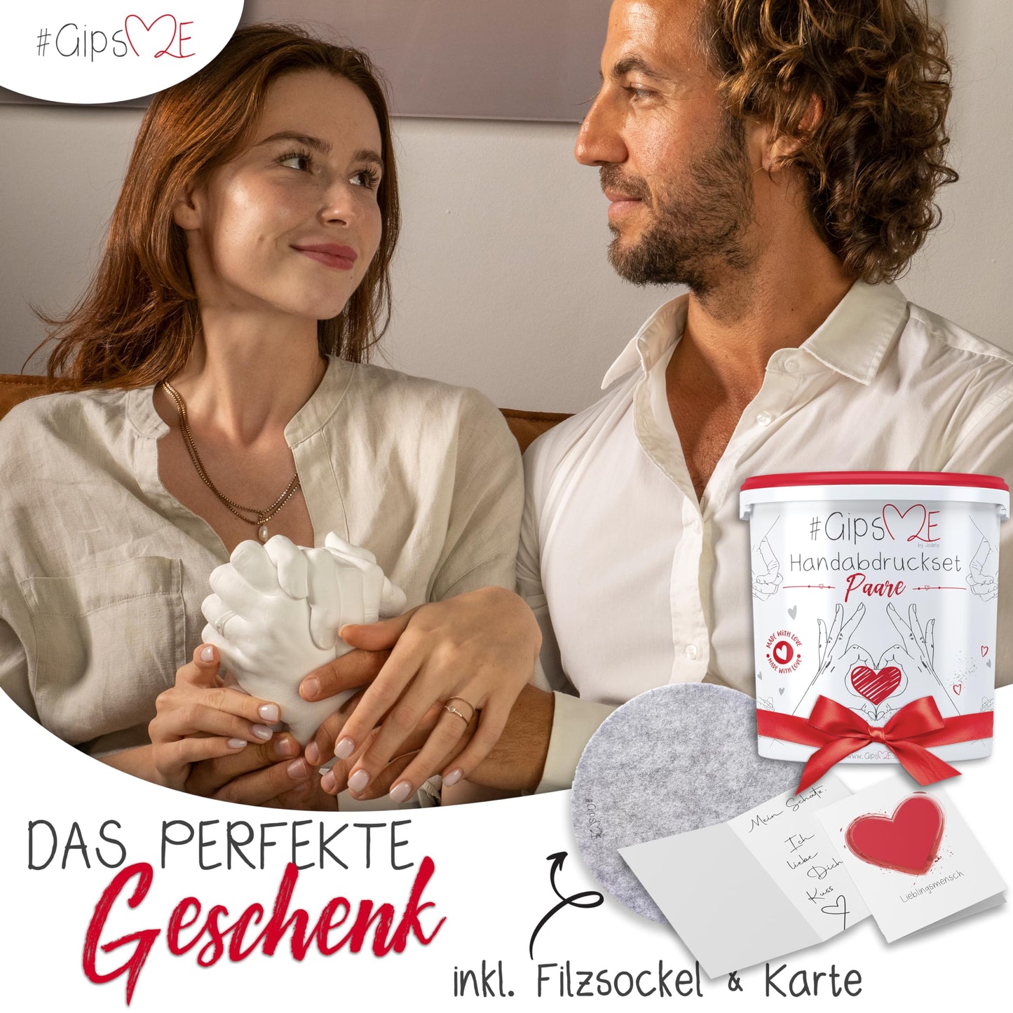 PlasterME - THE ORIGINAL - 3D Handprint Kit for Couples - Plaster Hand Impressions - Partner and Couples Gifts for Women and Men for Valentine's Day, Anniversary, Anniversary Gift for Her and Him