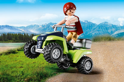 PLAYMOBIL 9318 Fun Camping Set for the whole family with removable roof, trailer hitch, and pull-out awning, for ages 4 and up.