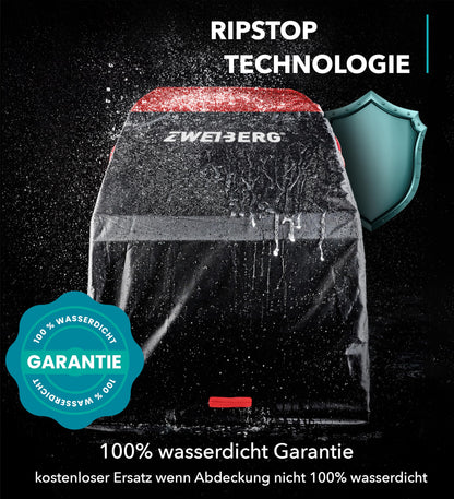 ZWEIBERG® Folding cover for bike trailers. Universal, sturdy, and waterproof cover. Protects against rain and UV rays. EasyRemoval feature.