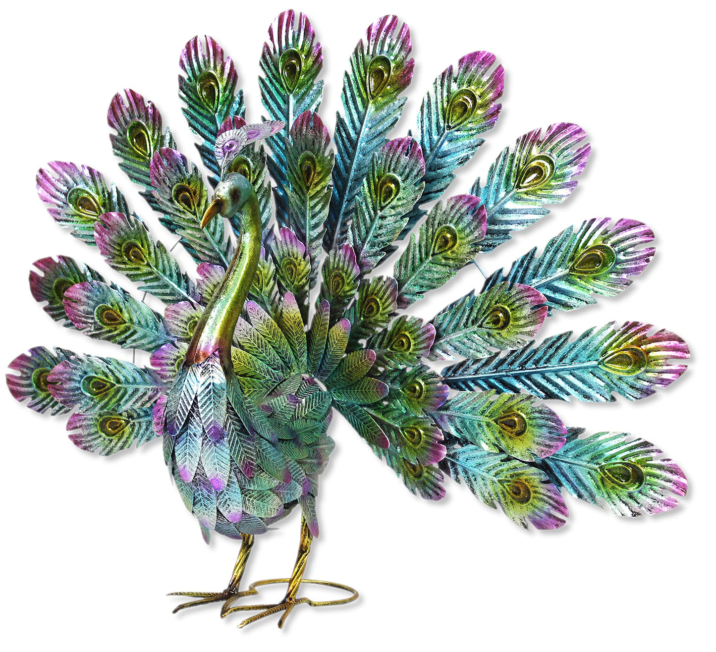 Metal garden figure peacock colorful 81 x 62cm deco sculpture garden decoration animal figure