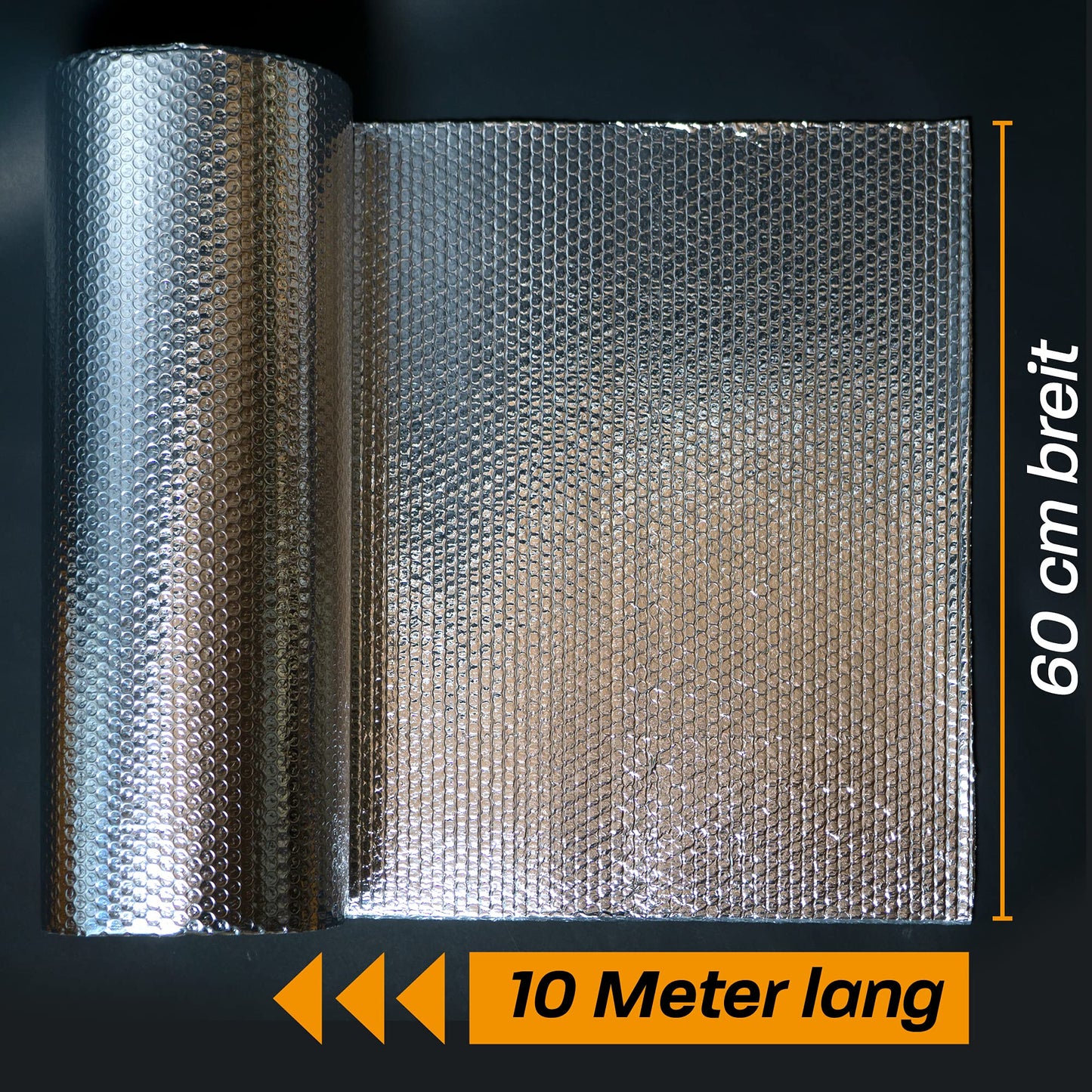 Hinrichs Insulation Foil 10m x 60cm - Thermal foil for windows, car, camping or pool - Perfect for thermal insulation, cold protection and blackout - Coated on both sides.