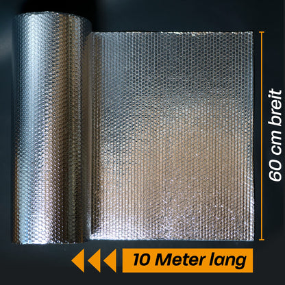 Hinrichs Insulation Foil 10m x 60cm - Thermal foil for windows, car, camping or pool - Perfect for thermal insulation, cold protection and blackout - Coated on both sides.