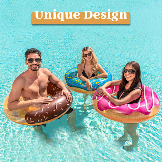 JOYIN 3 Pack Inflatable Donut Swim Rings 32.5"/82.55cm, Floaties, Summer Water Toy, Donut Pool Floats for Pool Parties and Donut Party Decorations